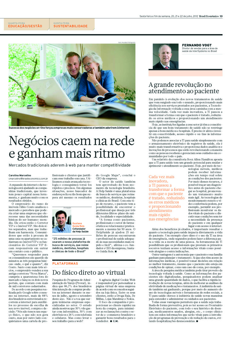 Corretor VIP e HelpSaúde no Brasil Econômico